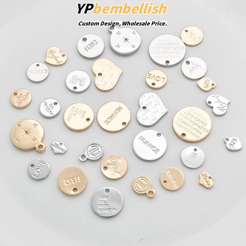 Wholesale Personalized Copper Base Heart-Shaped Charms with Engraved Letters for Handmade Accessories - MOQ Friendly