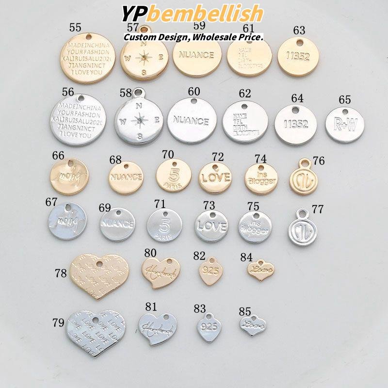 Wholesale Personalized Copper Base Heart-Shaped Charms with Engraved Letters for Handmade Accessories - MOQ Friendly