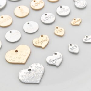 Wholesale Personalized Copper Base Heart-Shaped Charms with Engraved Letters for Handmade Accessories - MOQ Friendly