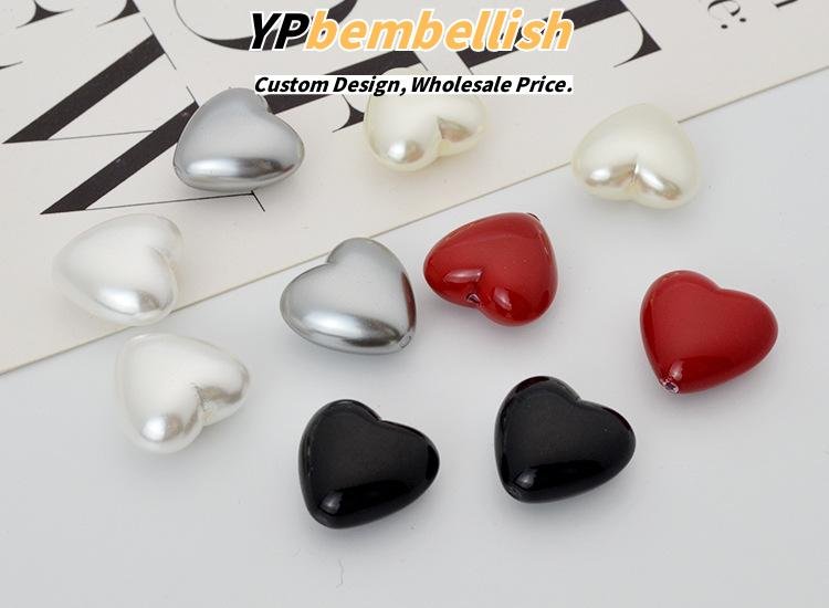 Custom Heart-Shaped Straight Hole Imitation Pearl Loose Beads for DIY Earrings - OEM Available