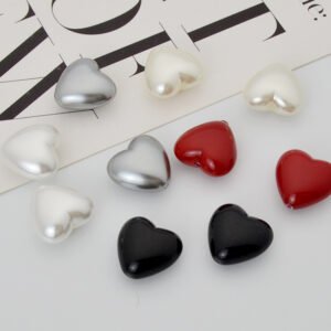 Custom Heart-Shaped Straight Hole Imitation Pearl Loose Beads for DIY Earrings - OEM Available