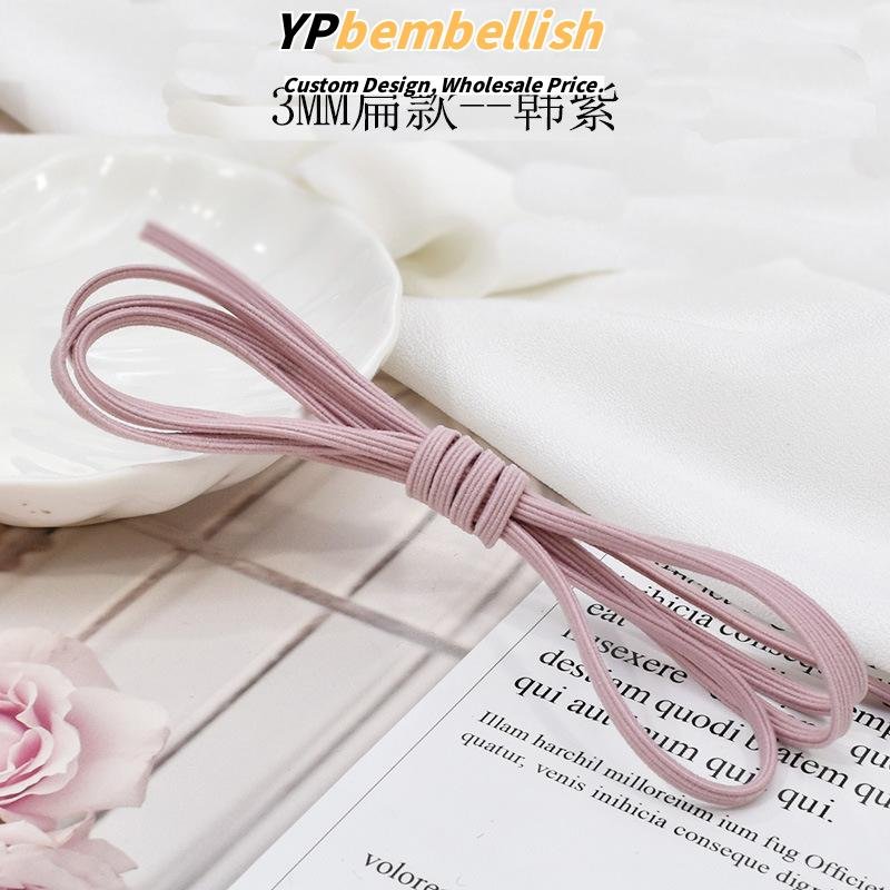 Custom 3mm Wide Solid Color Flat Elastic Bands for DIY Korean Hair Ropes - Low MOQ Ready Custom 3mm Wide Solid Color Flat Elastic Bands for DIY Korean Hair Ropes - Low MOQ Ready