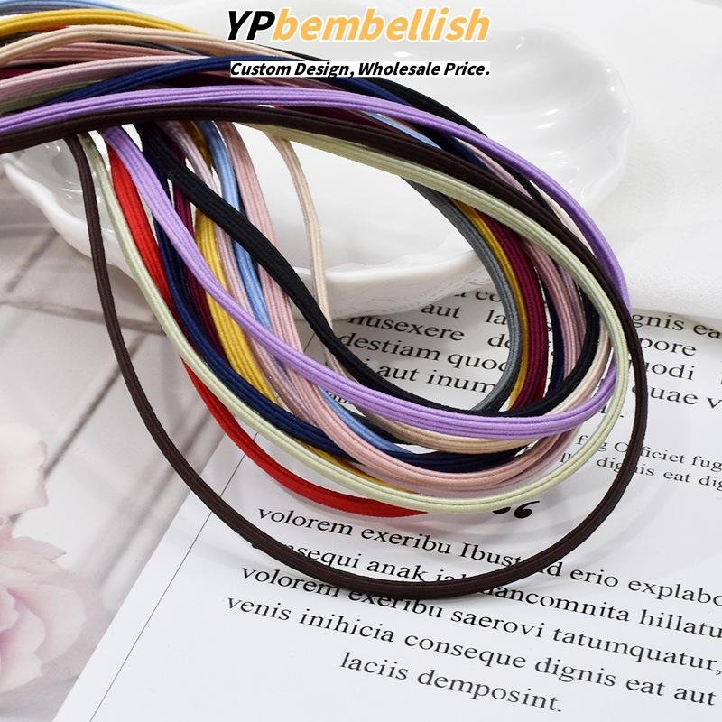 Custom 3mm Wide Solid Color Flat Elastic Bands for DIY Korean Hair Ropes - Low MOQ Ready