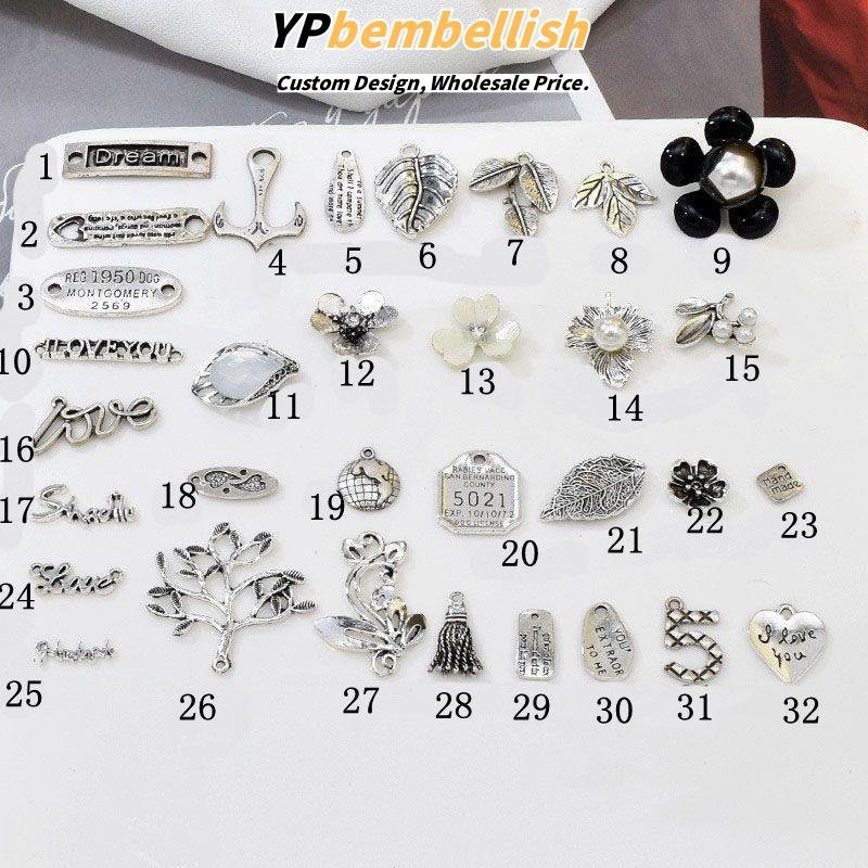 Custom Vintage Korean Matte Silver Alloy Pendant Badges for DIY Hair Clips - OEM Available