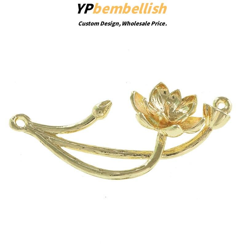 Custom Fashion Alloy Leaf Rose Flower Pendants for DIY Earrings - OEM Available