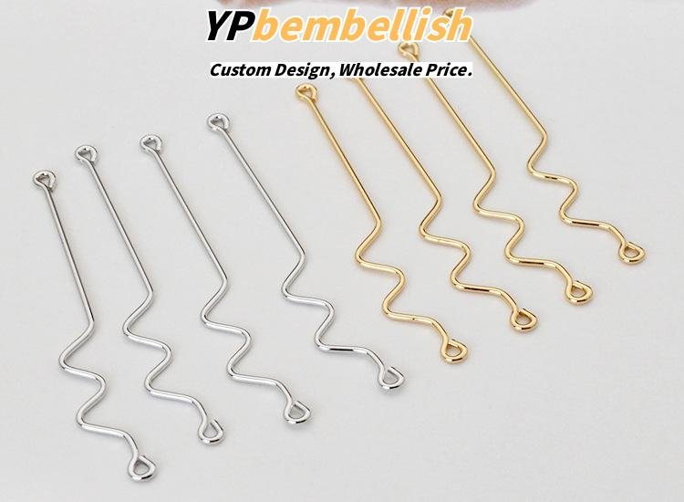 Custom Electroplated Copper Arc Line Connecting Rods for DIY Long Earrings - Low MOQ Custom Electroplated Copper Arc Line Connecting Rods for DIY Long Earrings - Low MOQ