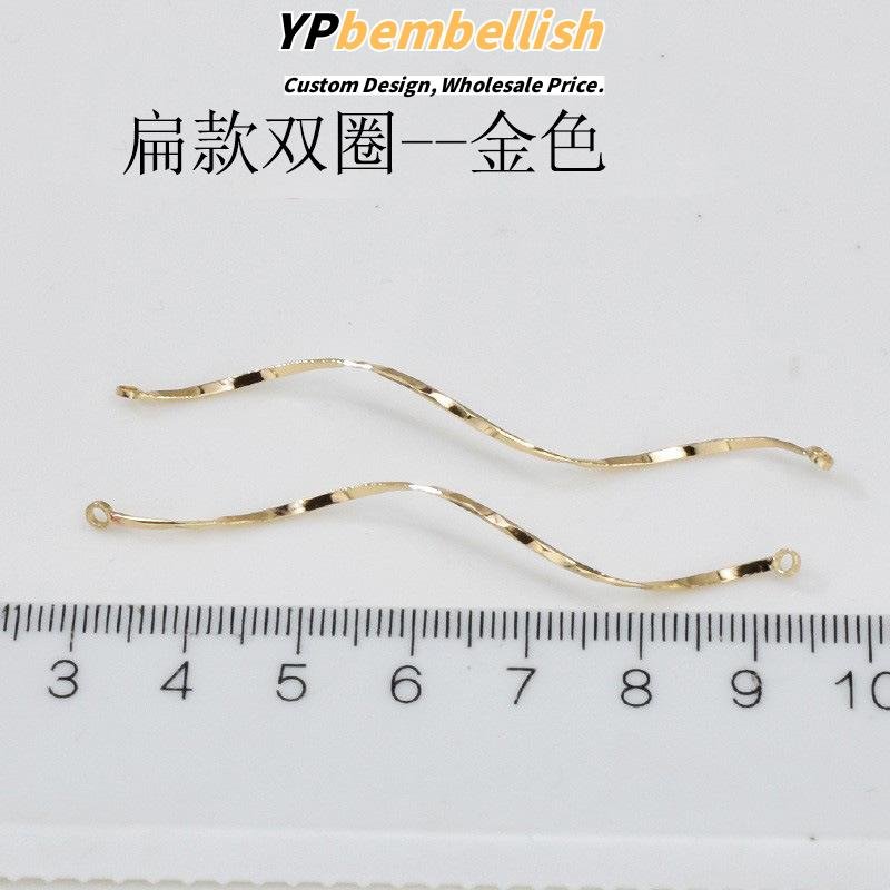 Custom Faceted Wave Curve S-Line Alloy Earrings with Hanging Hooks for DIY - Fast Production