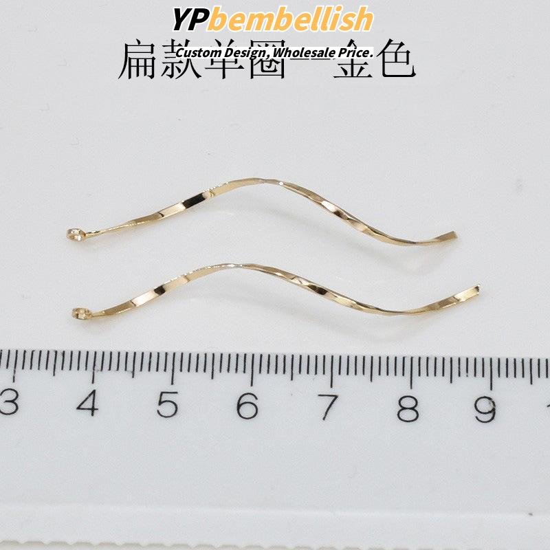 Custom Faceted Wave Curve S-Line Alloy Earrings with Hanging Hooks for DIY - Fast Production