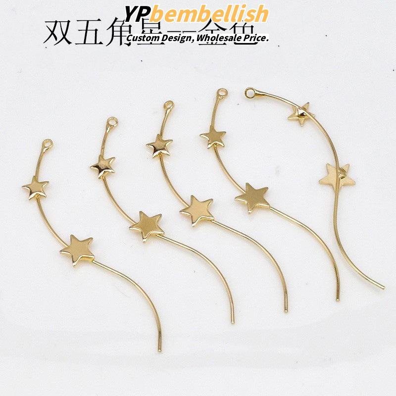 Custom Faceted Wave Curve S-Line Alloy Earrings with Hanging Hooks for DIY - Fast Production