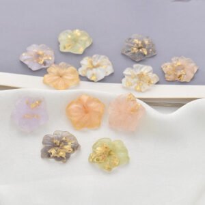 Custom Personalized Gold Foil Inlaid Resin Five-Petal Flowers for DIY Hair Clips - Wholesale Factory