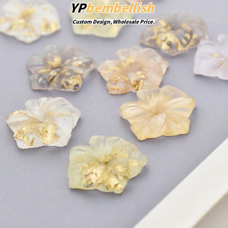 Custom Personalized Gold Foil Inlaid Resin Five-Petal Flowers for DIY Hair Clips - Wholesale Factory