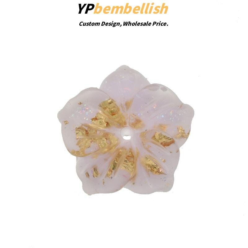 Custom Personalized Gold Foil Inlaid Resin Five-Petal Flowers for DIY Hair Clips - Wholesale Factory