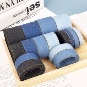 Wholesale Vintage Denim Ribbon Bands with Edge Stitching for Handmade Clips - Customizable Products