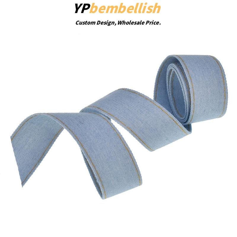 Wholesale Vintage Denim Ribbon Bands with Edge Stitching for Handmade Clips - Customizable Products