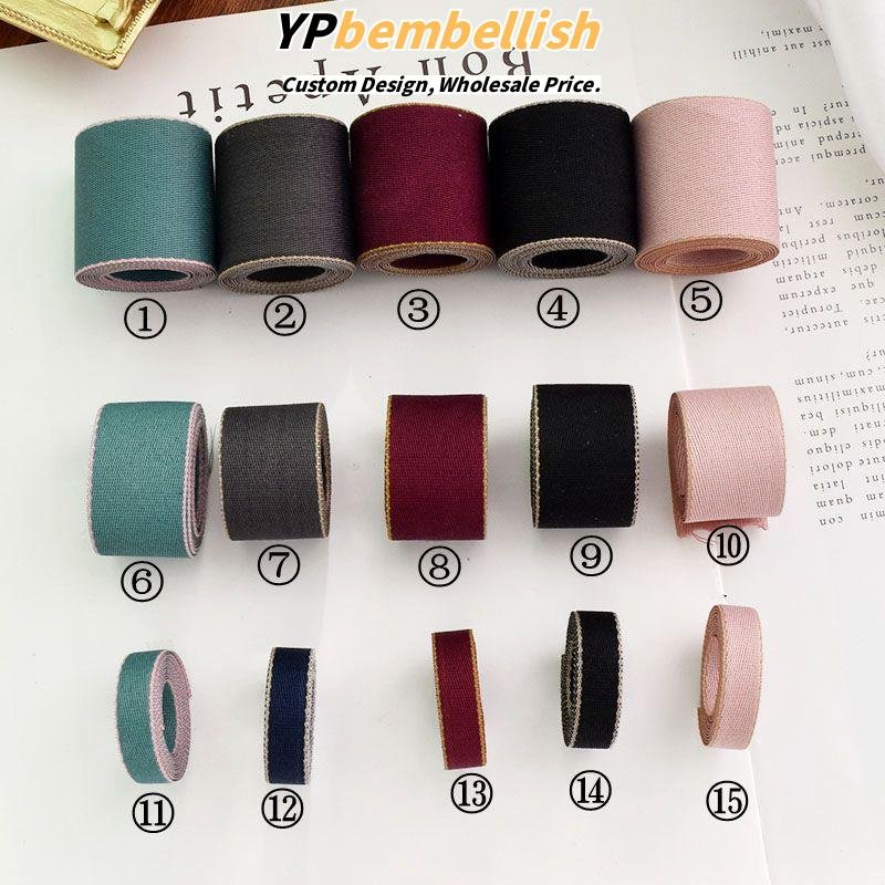 Custom Double-Sided Cotton Woven Ribbon Bows for DIY Hair Accessories - Low MOQ